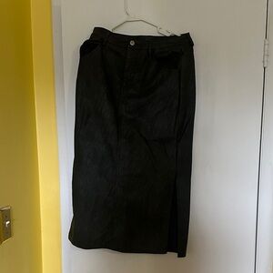 Black Midi Skirt with Side Slits